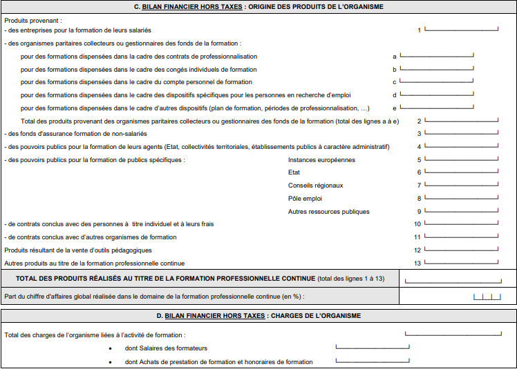Cadres C et D — Financement et charges de l’organisme